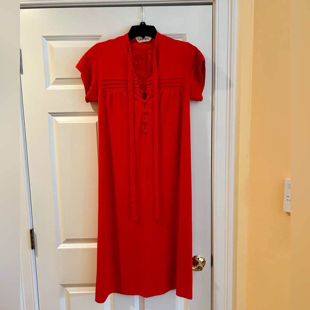 Vintage Albert Nippon red long shirtsleeve dress